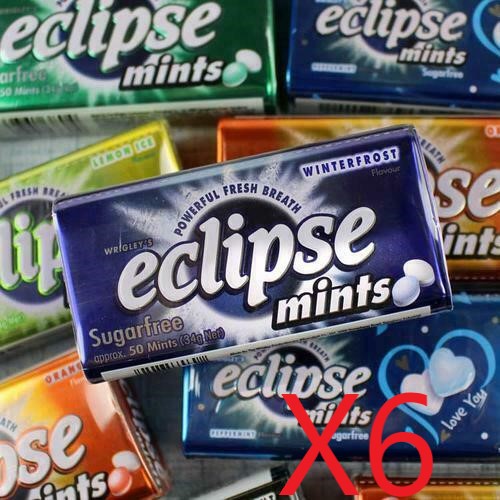 6 Packs of Eclipse WINTERFROST SUGARFREE Mints 50pcs