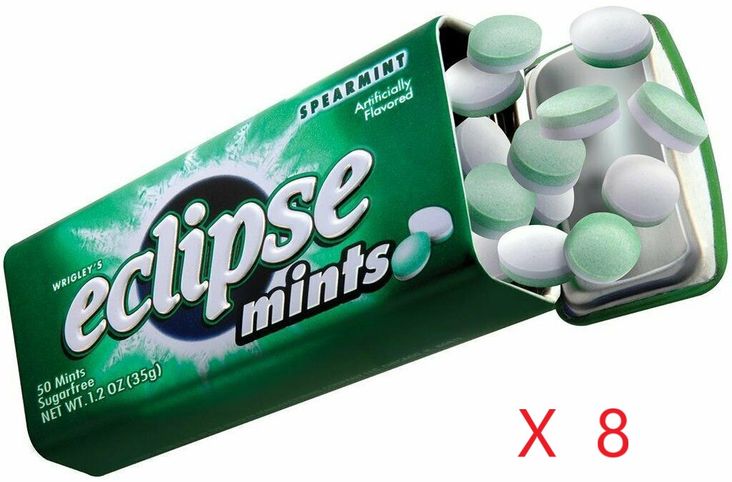 Eclipse Spearmint Sugarfree Mints,1.2-Ounce Boxes (Pack of 8)