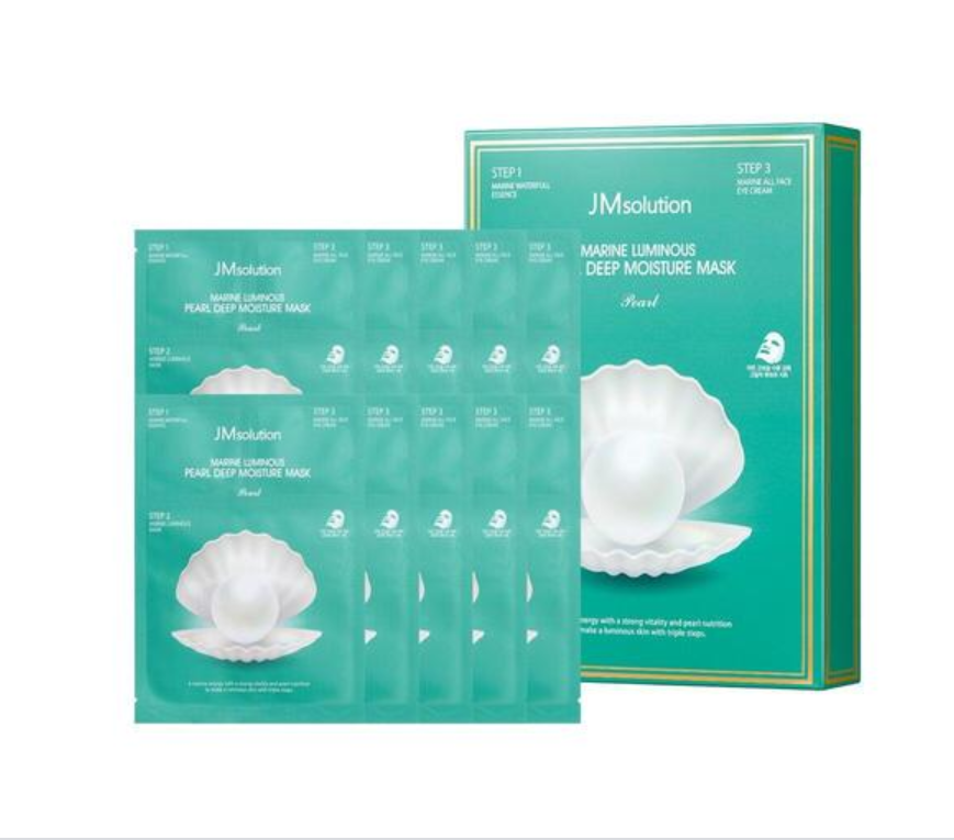 4 Boxes  JM Solution Marine Luminous Pearl Deep Moisture Mask 10 sheets/Box