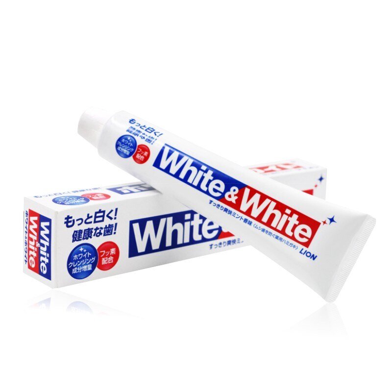 Japan Lion White and White Toothpaste Remove smokers stains  Fights plaque and decay strengthen teeth 150g
