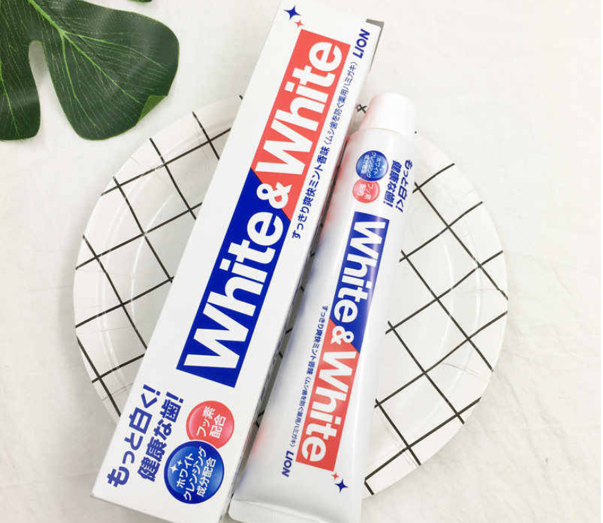 Japan Lion White&White Toothpaste Dental daily use whitening teeth Remove smokers stains, Fights plaque &decay strengthen teeth 150g