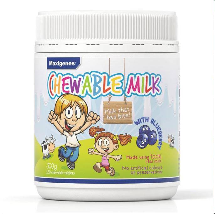 2Bottles Maxigenes Chewable Milk With Blueberry 150 Tablets