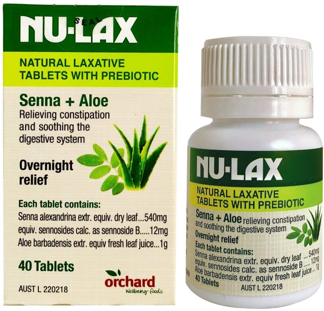 2 Box Nulax Natural Laxative Tablets With Prebiotic Senna   Aloe 40 Tablets