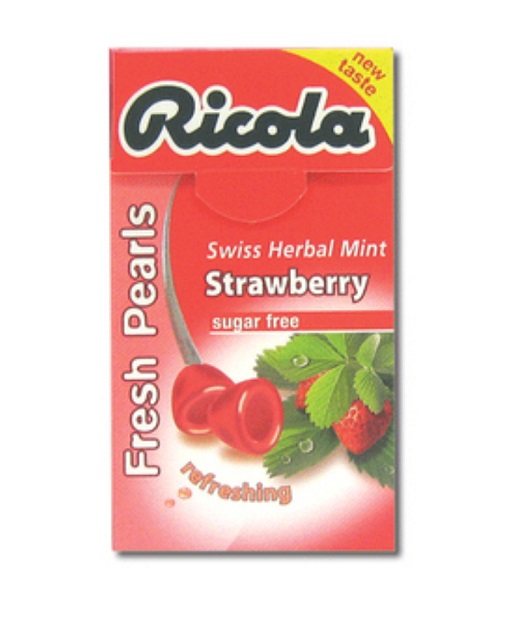 Ricola Herbal Sugar Free StrawBerry Pearls 25g Pack of 12