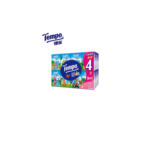 Tempo Pocket Tissues for Kids Strawberry Flavor Pack of 24