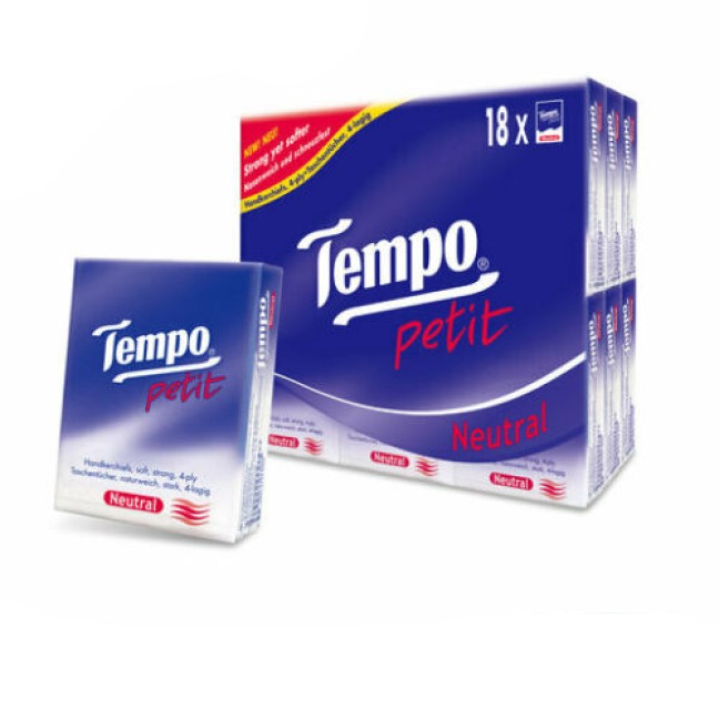 Tempo Pocket Tissues x 18pcs NEUTRAL Petit