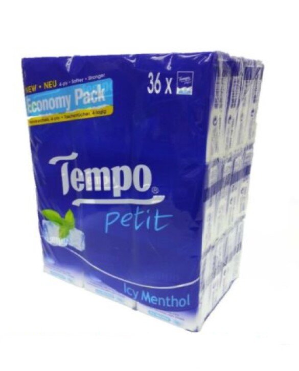 Tempo Pocket Tissues x 36pcs ICE MENTHOL Petit
