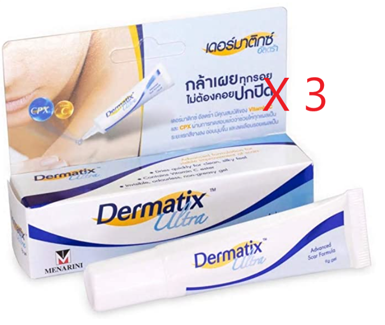 3Tubes DERMATIX SILICONE FOR SCAR REDUCTION REDUCE SCARRING GEL 15G Cesarean section scar,acne scars,spot