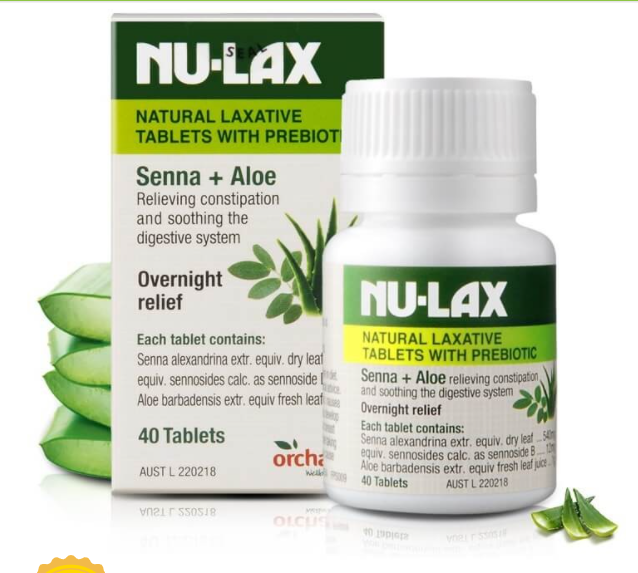 6boxes Nulax Natural Laxative Tablets With Prebiotic Senna + Aloe 40 Tablets